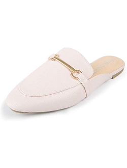 MUSSHOE Mules for Women Slip-on Pointed Toe Flats Loafers Mules