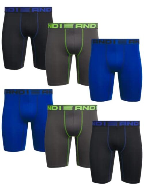 AND1 Men’s Long Leg Performance Compression Boxer Briefs (6 Pack)