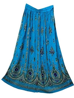 Radhy krishna fashions Tie Dye Yoga Trend Women's Sequined Crinkle Broomstick Gypsy Long Skirt