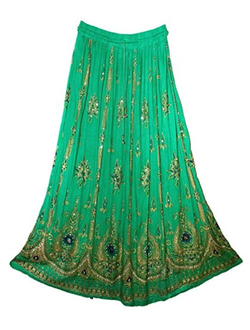 Radhy krishna fashions Tie Dye Yoga Trend Women's Sequined Crinkle Broomstick Gypsy Long Skirt