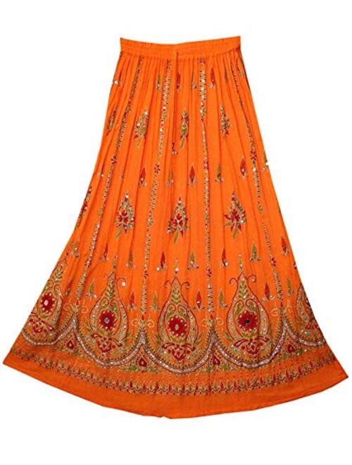 Radhy krishna fashions Tie Dye Yoga Trend Women's Sequined Crinkle Broomstick Gypsy Long Skirt