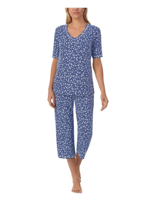 Cuddl Duds Printed Elbow-Sleeve Top & Cropped Pants Pajama Set