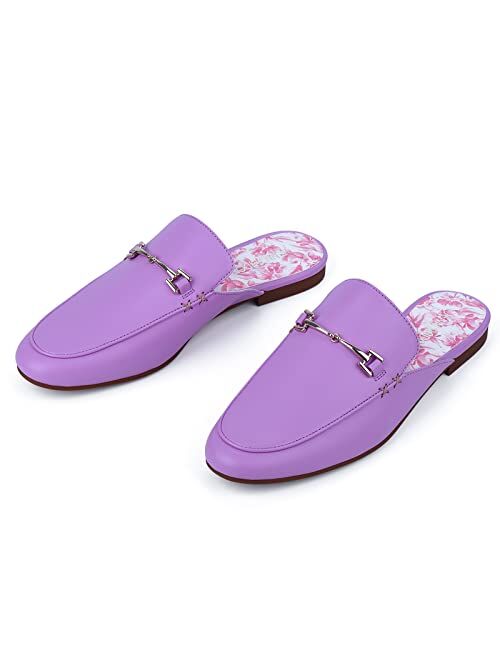 JENN ARDOR Mules for Women Slip On Loafers Pointed Toe Backless Slipper Womens Mules Flats Shoes