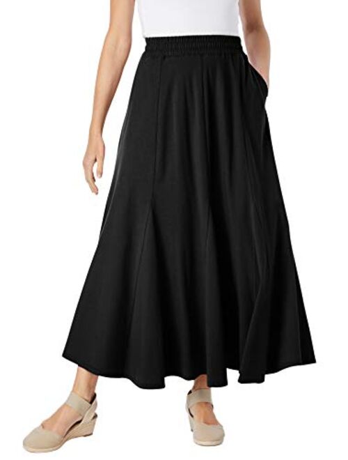 Woman Within Women's Plus Size Knit Panel Skirt Soft Knit Skirt