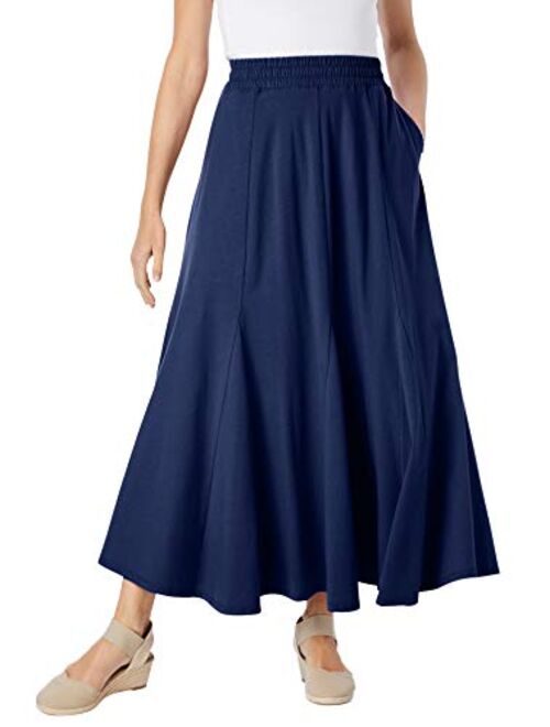 Woman Within Women's Plus Size Knit Panel Skirt Soft Knit Skirt