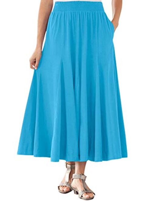 Woman Within Women's Plus Size Knit Panel Skirt Soft Knit Skirt