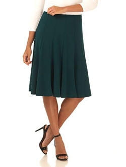 Rekucci Women's Ease in to Comfort Trumpet Flared Knee Length Knit Skirt