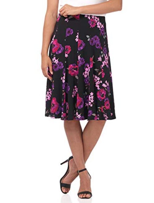 Rekucci Women's Ease in to Comfort Trumpet Flared Knee Length Knit Skirt