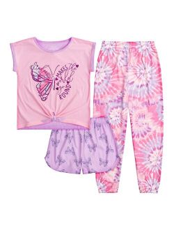 Girls 4-12 Cuddl Duds Top, Shorts & Pants Pajama Set