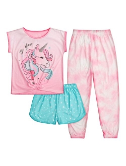 Girls 4-12 Cuddl Duds Top, Shorts & Pants Pajama Set