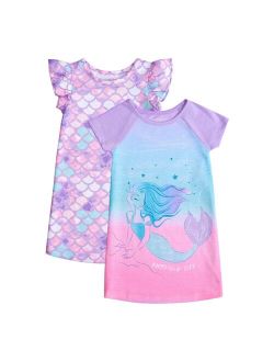 Toddler Girl Cuddl Duds 2 Pack Mermaid Night Gown Set