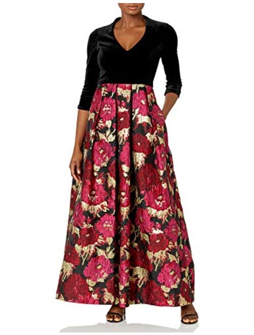 Eliza J Women's Velvet Bodice Jacquard Ballgown Skirt