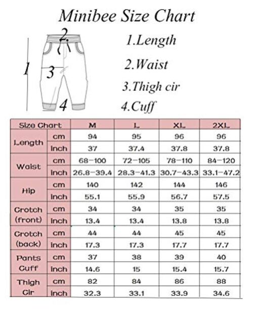 Minibee Women's Casual Pants Wide Leg Baggy Tapered Drawstring Elastic Waist Ankle Trousers with Pockets