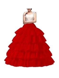 YULUOSHA Women's Crinoline Petticoat 4 Hoop Skirt 5 Ruffles Layers Ballgown Half Slips Underskirt for Wedding Bridal Dress