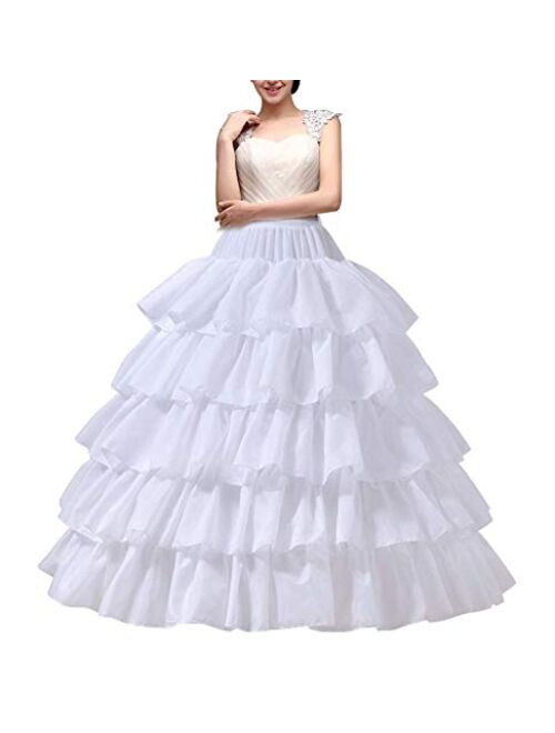 YULUOSHA Women's Crinoline Petticoat 4 Hoop Skirt 5 Ruffles Layers Ballgown Half Slips Underskirt for Wedding Bridal Dress