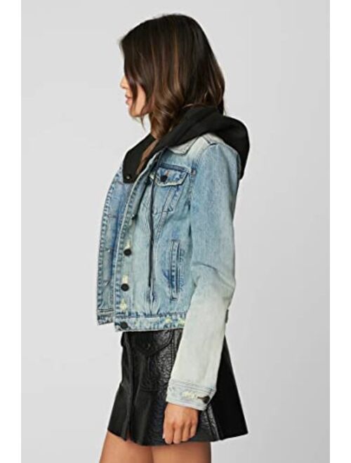 [BLANKNYC] womens Denim Jacket With Hood, Comfortable & Stylish Coat