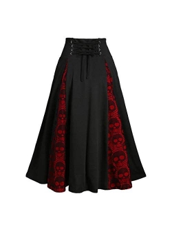 Seryu Skirts for Women's Plus Size Solid Flare Hem High Waist Midi Skirt Sexy Uniform Pleated Skirt