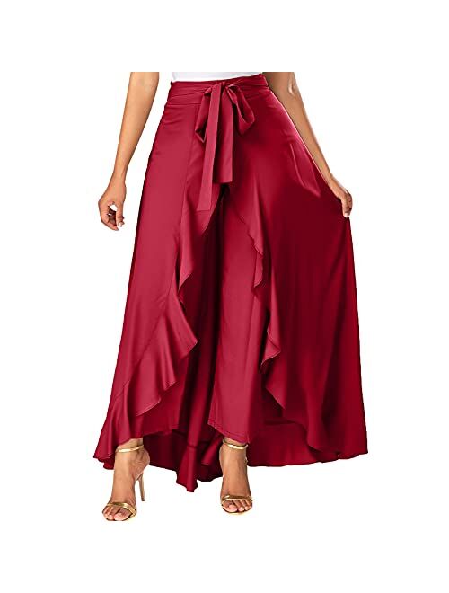 Seryu Skirts for Women's Plus Size Solid Flare Hem High Waist Midi Skirt Sexy Uniform Pleated Skirt