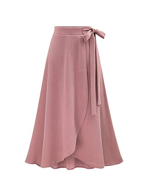 Seryu Skirts for Women's Plus Size Solid Flare Hem High Waist Midi Skirt Sexy Uniform Pleated Skirt