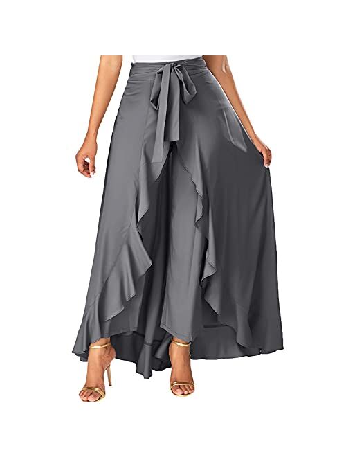 Seryu Skirts for Women's Plus Size Solid Flare Hem High Waist Midi Skirt Sexy Uniform Pleated Skirt