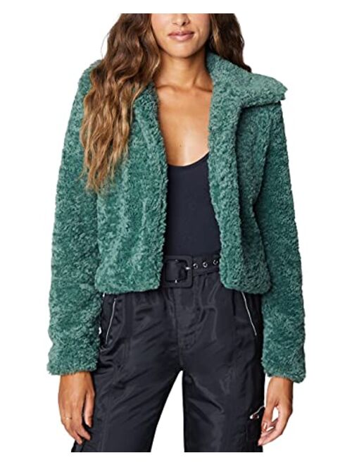 [BLANKNYC] womens Black Faux Sherpa Cropped Jacket