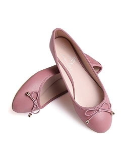 Chooseone Women String Tie Ballet Flats Comfortable Classic Simple Casual Slip-on Round Toe Walking Shoes