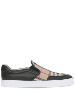 Vintage check-print slip-on sneakers