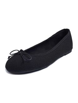 FEVERSOLE Women's Bow Tie Fashion Dress Slip On Shoes Round Toe Ballet Flat