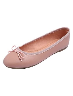 FEVERSOLE Women's Bow Tie Fashion Dress Slip On Shoes Round Toe Ballet Flat