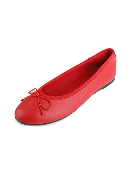 FEVERSOLE Women's Bow Tie Fashion Dress Slip On Shoes Round Toe Ballet Flat