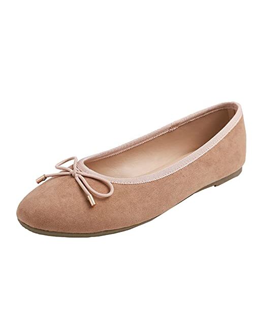 FEVERSOLE Women's Bow Tie Fashion Dress Slip On Shoes Round Toe Ballet Flat