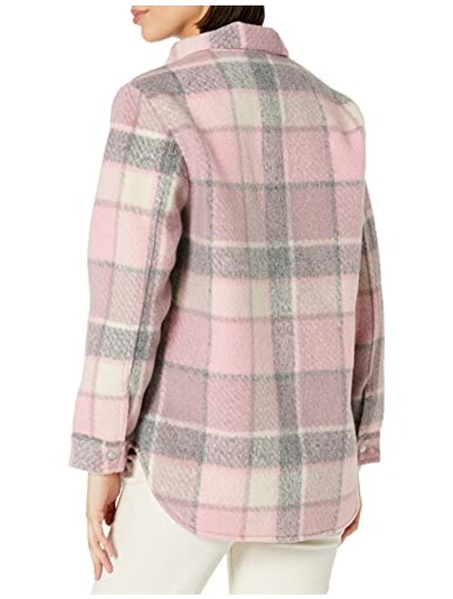 [BLANKNYC] womens Oversized Plaid Flannel Shacket, Comfortable Long Sleeve & Stylish Shirt Jacket