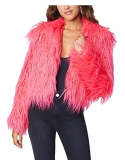 [BLANKNYC] womens Faux Fur Cropped Jacket, Comfortable & Stylish Coat