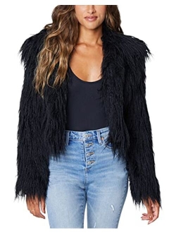 [BLANKNYC] womens Faux Fur Cropped Jacket, Comfortable & Stylish Coat