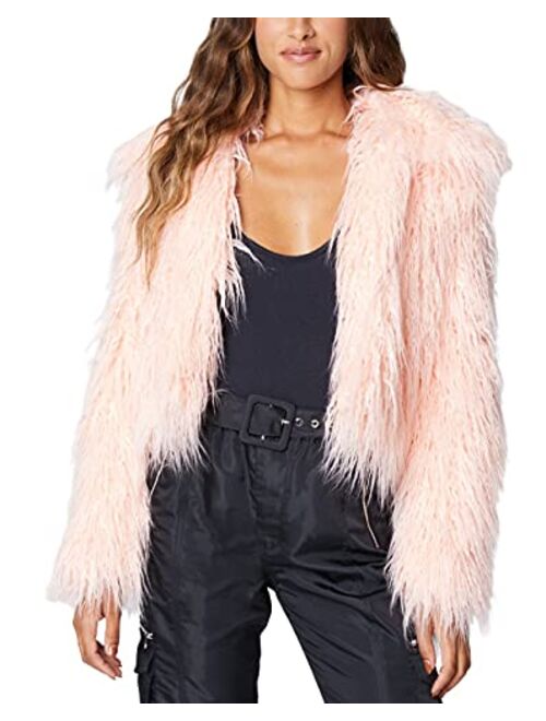 [BLANKNYC] womens Faux Fur Cropped Jacket, Comfortable & Stylish Coat