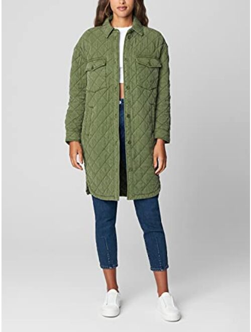 [BLANKNYC] womens Quilted Tencel Long Quilted Jacket With Pockets, Comfortable & Stylish Coat