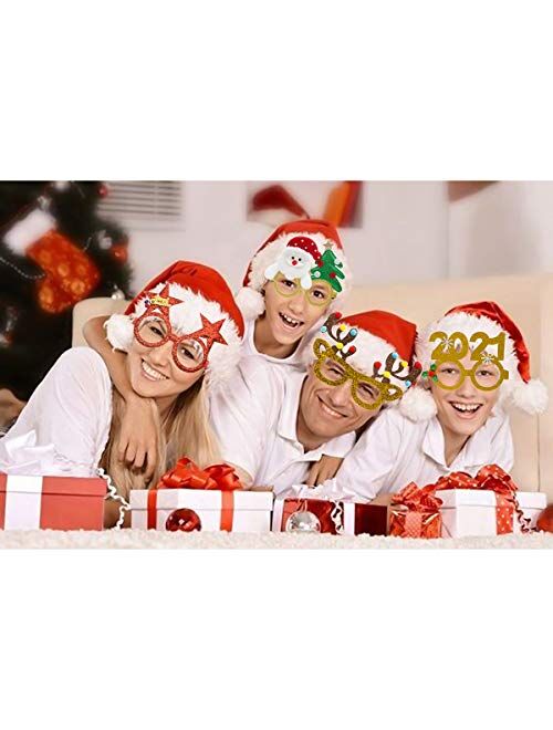 Crafare Christmas Eyeglasses Frame 24pc Holiday Party Decoration Costume Eyeglasses Creative Funny Eyewear for Xmas Holiday Favors Assorted Styles