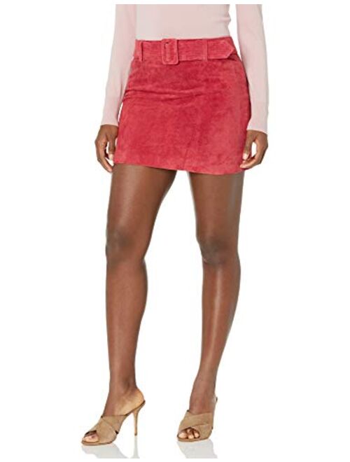 BLANKNYC Women's Real Suede Self Belt Mini Skirt, Stylish & Trendy Leather Miniskirt