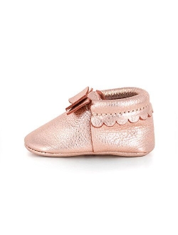 Soft Sole Leather Bow Moccasins, Baby Girl Shoes , Sizes 1-5, Multiple Colors