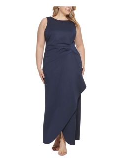 Plus Size Side Front Ruffle Sleeveless Gown