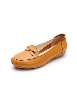 VenusCelia Women's Bowknot Wide Flat Shoe