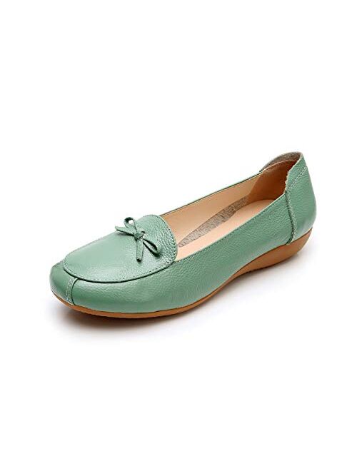 VenusCelia Women's Bowknot Wide Flat Shoe