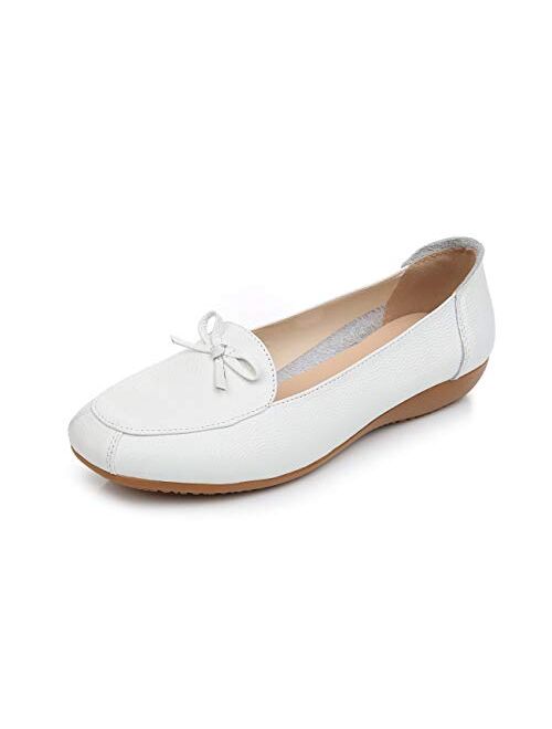 VenusCelia Women's Bowknot Wide Flat Shoe