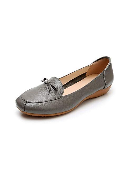 VenusCelia Women's Bowknot Wide Flat Shoe