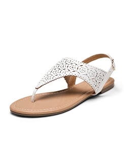 Women's Rhinestone Casual Wear Cut Gladiator Flat Sandals Beach Dressy T-Strap Thong Sandals