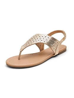 Women's Rhinestone Casual Wear Cut Gladiator Flat Sandals Beach Dressy T-Strap Thong Sandals