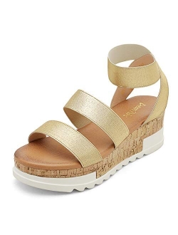 Women's Open Toe Ankle Strap Casual Flatform Platform Sandals