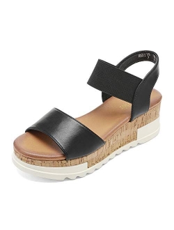 Women's Open Toe Ankle Strap Casual Flatform Platform Sandals