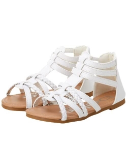 bebe Toddler Girls’ Sandals – Leatherette Strapped Gladiator Sandals with Heel Zipper