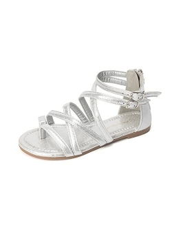 FUNKYMONKEY Girls Gladiator Strap Sandals Flat Fisherman Thong Cross Strappy Sandals